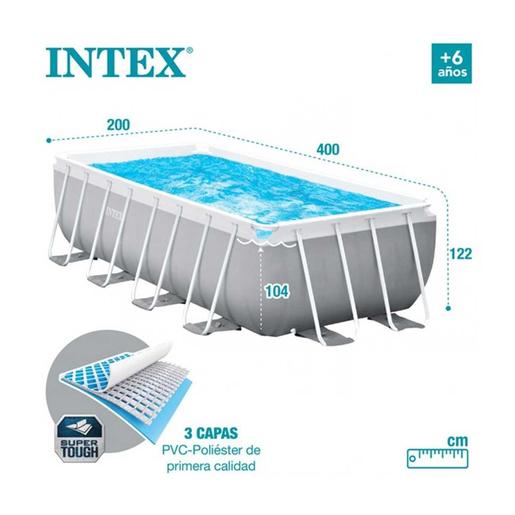Intex - Piscina desmontable rectangular con depuradora y marco prismático (400x200x122 cm) ㅤ