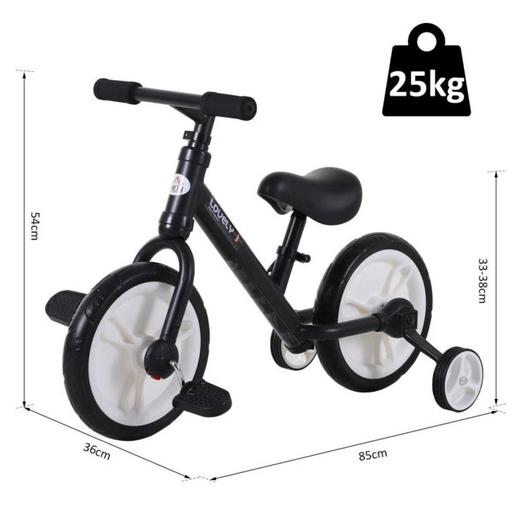 Homcom - Bicicleta de Equilibrio con Pedales Negra HomCom