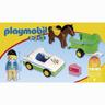 Playmobil - 1.2.3 Coche con Remolque de Caballo