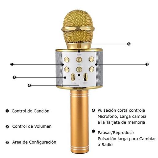 Micrófono Bluetooth Karaoke Dorado Rosa
