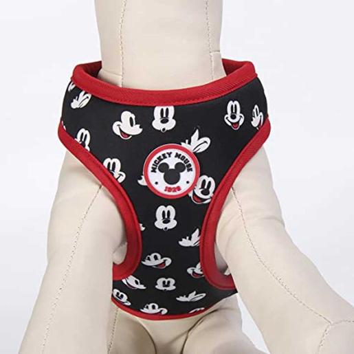 Mickey Mouse - Arnés ajustable y reversible de poliéster para perros - Talla XS/S - Rojo y negro ㅤ