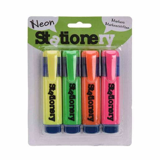 Set de 4 marcadores fluorescentes Neón, Materiales Papeleria