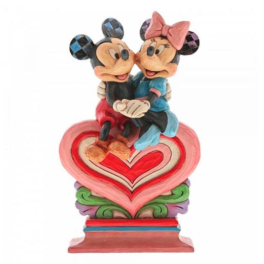 Figuras Mickey y Minnie sobre corazón 22 cm