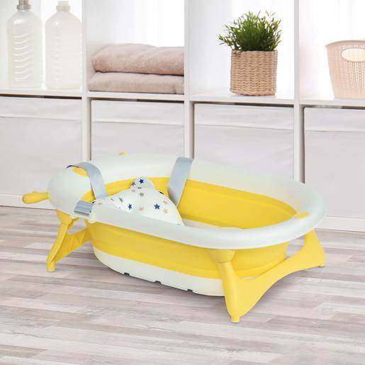 Homcom - Bañera plegable bebé amarillo/blanco