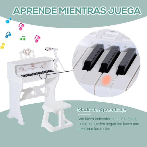 Homcom - Piano Electrónico 37 teclas con taburete Blanco