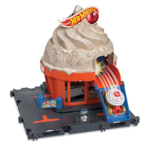 Hot Wheels - Pista de carreras City Tienda de helados con 1 vehículo incluido ㅤ