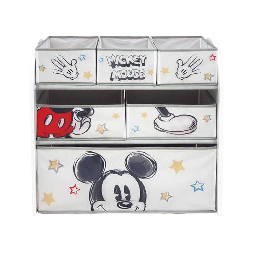 Disney - Mickey Mouse - Organizador de madera con 6 cestos textiles para almacenamiento Disney-Mickey (62x30x60cm) ㅤ