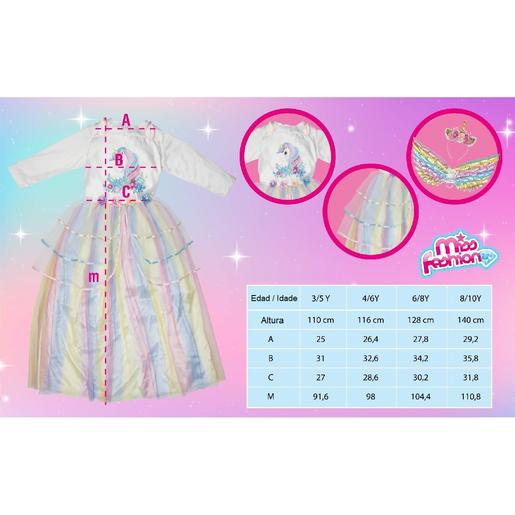 Miss Fashion - Vestido princesa unicornio 116 cm (4-6 años)