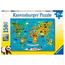Ravensburger - Mapa de los animales - Puzzle 150 piezas XXL