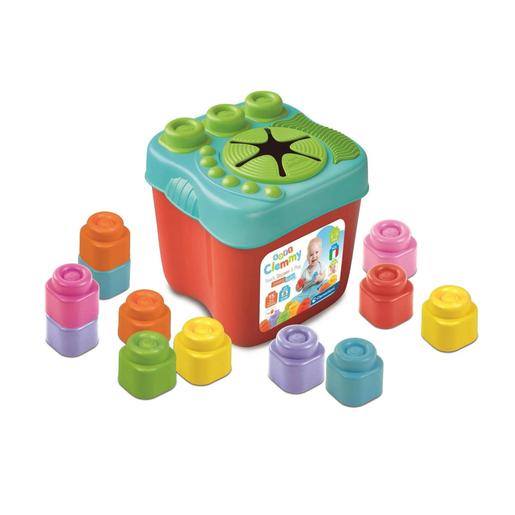 Clementoni - Cubo sensorial con bloques blanditos y actividades construibles, lavables y multicolor ㅤ