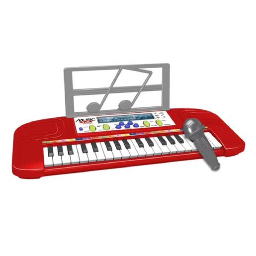 Musicstar - Piano rojo con 37 teclas y micrófono