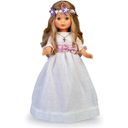 Nancy - Muñeca de colección para Primera Comunión con vestido blanco y corona de flores, rubia, Reedición 2023