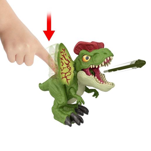 Mattel - Jurassic World - Figura Dinosaurio Dilophosaurus Jurassic World con sonidos y lanzamiento de dardos ㅤ