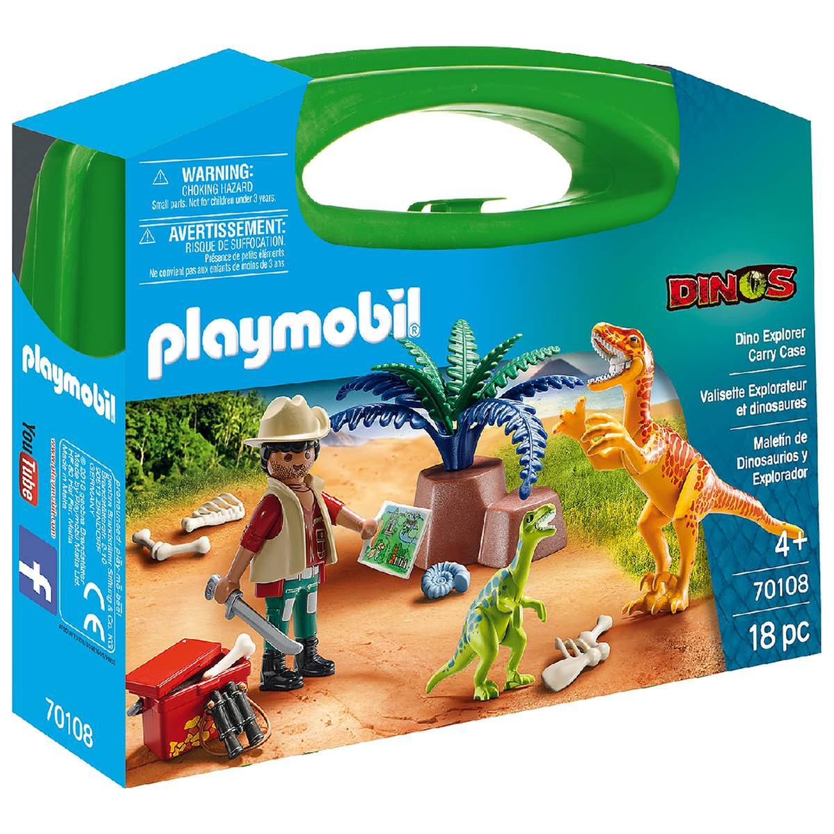 Playmobil - Maletín Grande Dinosaurios y Explorador - 70108 | Producto  Promocional | Toys