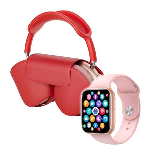 Pack Smartwatch 9 Max + Auriculares Pro Rosa/Rojo