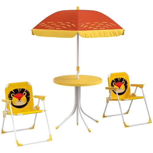 Outsunny - Set 2 sillas y mesa de jardín con parasol