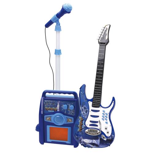 Set de Guitarra Eléctrica con Amplificador y Micrófono - Azul