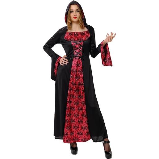 Disfraz de Vampiresa Misteriosa para mujer con vestido y capucha para Halloween, Carnaval y cosplay