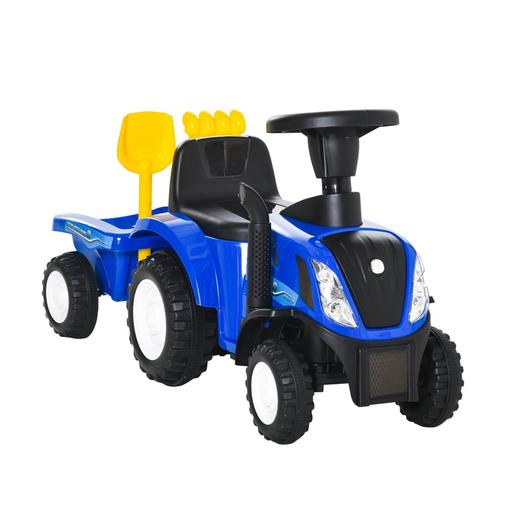 Homcom - Correpasillos Tractor con remolque y herramientas Azul