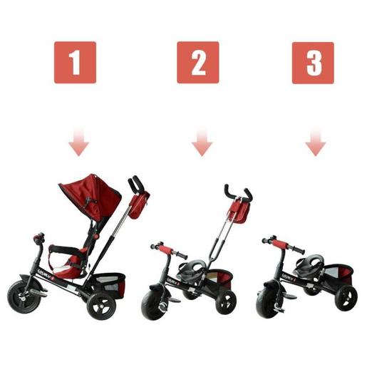 Homcom - Triciclo para 3 en 1 Niños Rojo HomCom