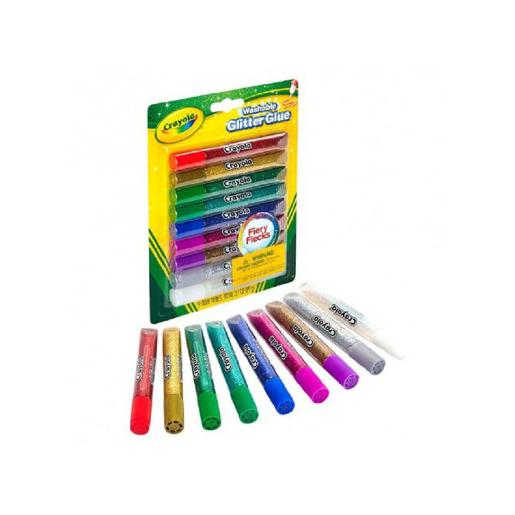 Crayola - 9 Tubos de pegamento lavable con purpurina