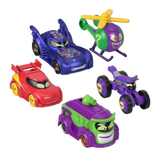 Fisher Price - Conjunto de 5 vehículos juguete metálicos Batcast (Varios modelos) ㅤ