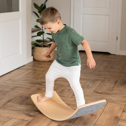 MeowBaby - Balance Board con fieltro para niños 80 x 30 cm autopista gris
