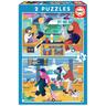 Educa Borrás - Aeropuerto y Tren Puzzle Pack Puzzles 2x48 Piezas