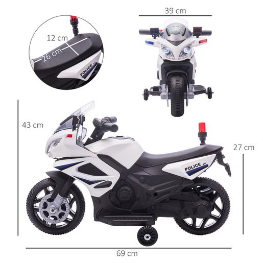 Homcom - Moto eléctrica batería diseño Policía con ruedas de equilibrio