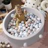 MeowBaby - Parque de juegos infantil de espuma beige con piscina de bolas y 200 bolas beige/blanco