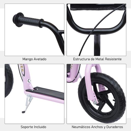 Homcom - Patinete Scooter Ajustable 2 ruedas Rosa