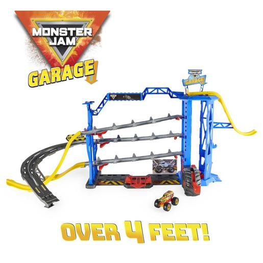 Set de juego Monster Jam Garage con camión monstruo, luces y sonidos 1:64 ㅤ