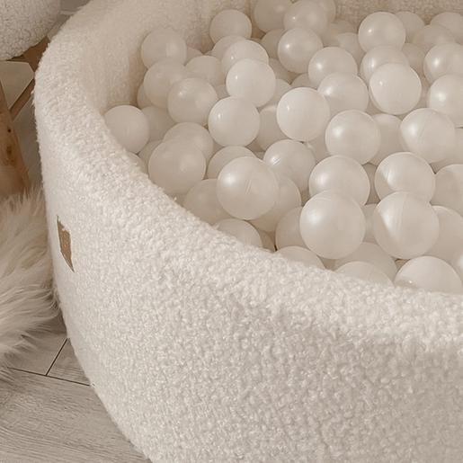 MeowBaby - Piscina redonda de bolas Boucle 90 x 30 cm con bolas blanco/transparente