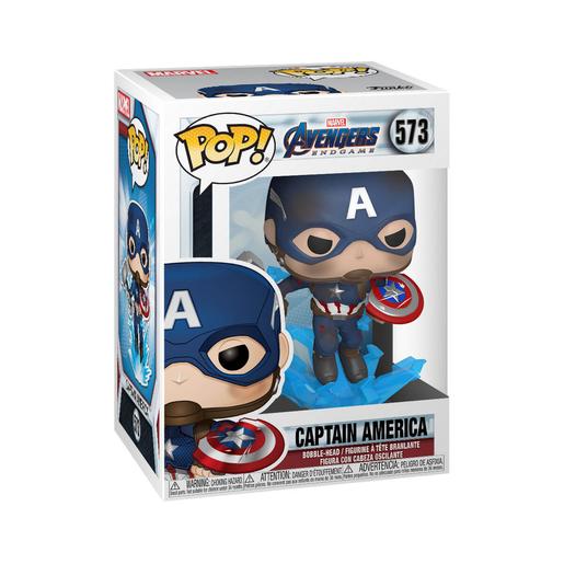 Los Vengadores - Capitán América Bobble-Head Endgame con Escudo Roto - Figura Funko POP