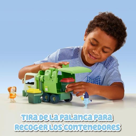 Famosa - Bluey - Camión de juguete educativo sobre reciclaje con figura de perrito y accesorios ㅤ