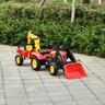Homcom - Tractor excavadora a pedales con remolque rojo