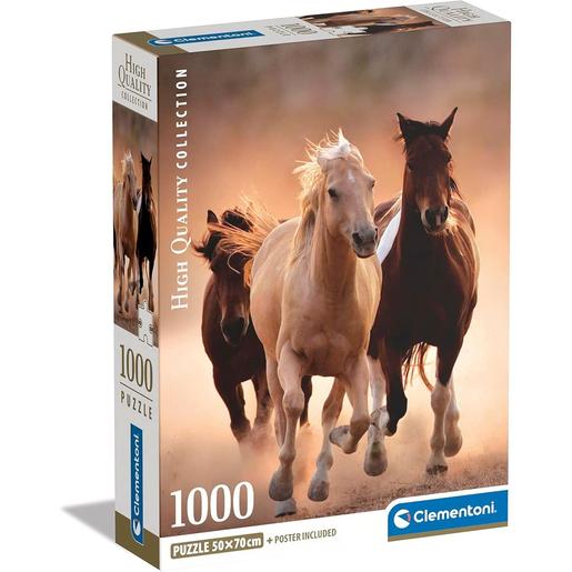 Clementoni - Puzzle de colección de 1000 piezas con caballos corriendo, fabricado en Italia, multicolor ㅤ