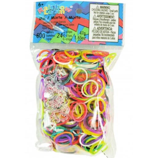 Bandai - Paquete de 600 gomas elásticas Rainbow Loom para manualidades