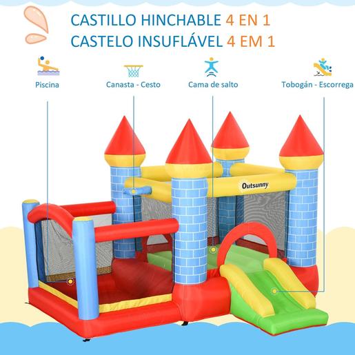 Outsunny - Castillo inflable infantil 4 en 1
