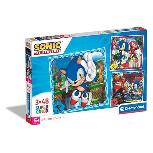 Clementoni - Puzzle Sonic Supercolor 3x48 Piezas ㅤ