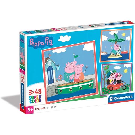 Clementoni - Peppa Pig - Puzzle Supercolor 3x48 piezas ㅤ