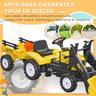 Homcom - Tractor excavadora a pedales con remolque amarillo