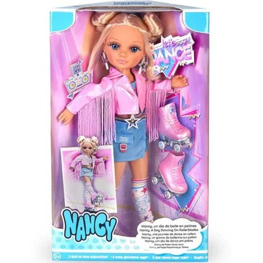 Nancy - Muñeca patinadora con accesorios y chaqueta rosa, para niños y niñas