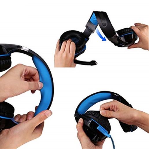 Auriculares Gaming con LED y control de volumen para consola PS4, XBOX y PC Azul