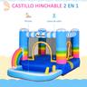 Castillo Hinchable arcoíris con piscina y cama de salto 280 cm Outsunny