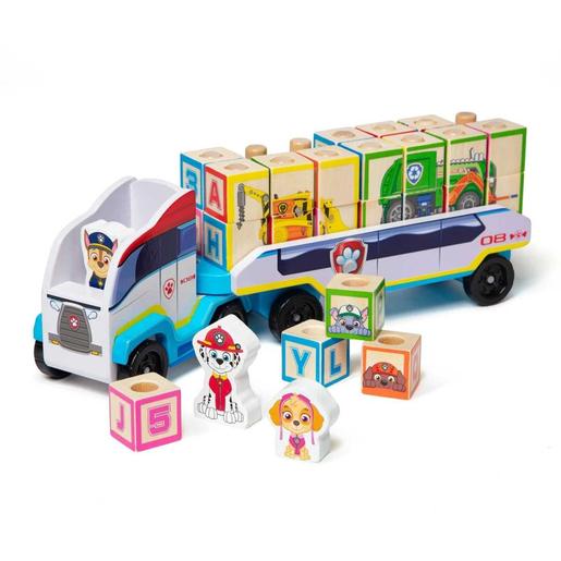 Patrulla Canina - Camión de Bloques ABC Educativo de Madera, 33 piezas, juguete de desarrollo ㅤ