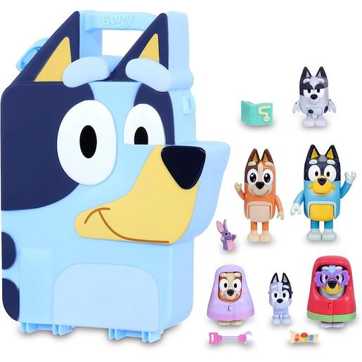 Famosa - Bluey - Caja de colección con 6 figuras articuladas y 4 accesorios de serie infantil ㅤ