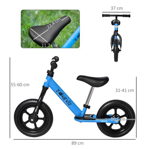 Homcom - Bicicleta de equilibrio sin pedales azul