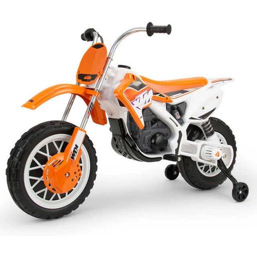 Injusa - Moto eléctrica Cross KTM 12V con acelerador y ruedas de apoyo ㅤ