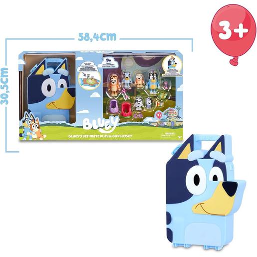 Famosa - Bluey - Caja de colección con 6 figuras articuladas y 4 accesorios  de serie infantil ㅤ, Famosa